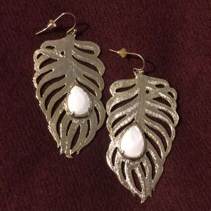 Kendra Scott gold feather earrings